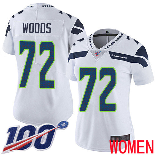 Seattle Seahawks Limited White Women Al Woods Road Jersey NFL Football #72 100th Season Vapor Untouchable->seattle seahawks->NFL Jersey